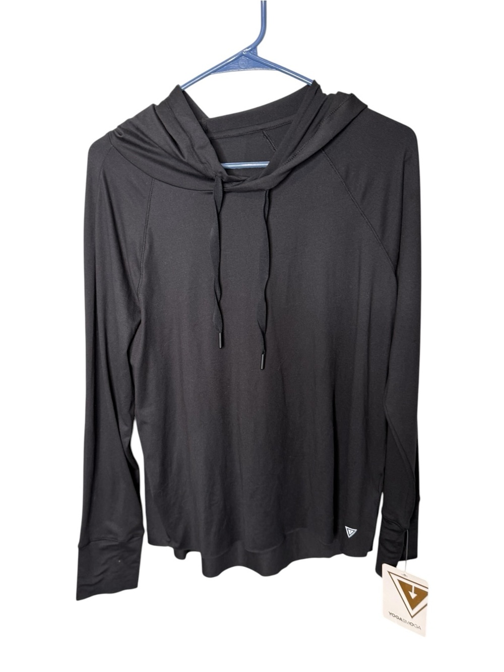 Yogasmoga Black Long Sleeve Hoodie Size M NWT High Low Athleisure Activewear Top